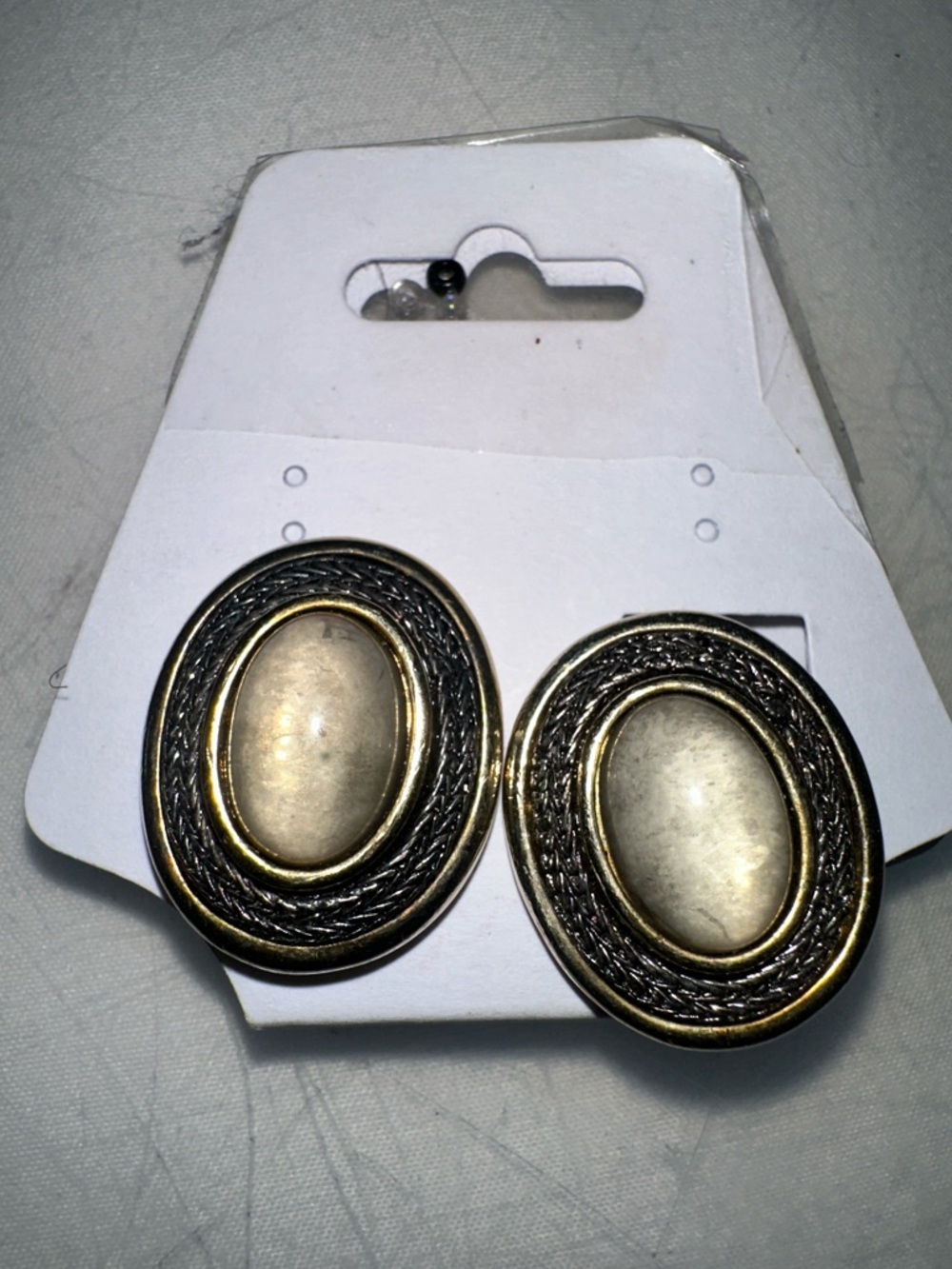 Liz Claiborne Gold and Silver Oval Clip-On Earrings